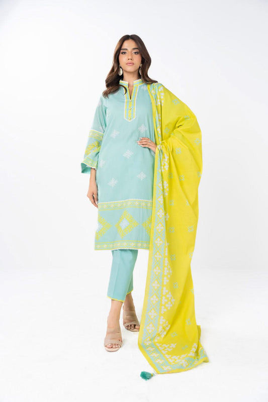 3 Piece Printed Lawn Suit With Printed Lawn Dupatta