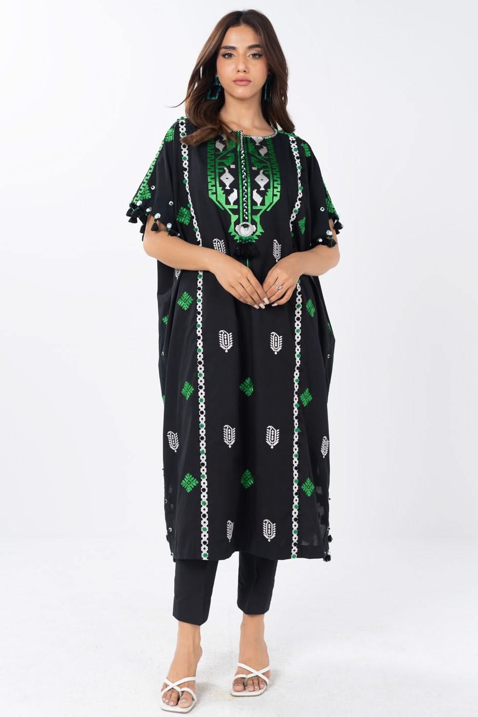 3 Piece  Embroidered Dyed Dobby Suit With Printed Chiffon Dupatta