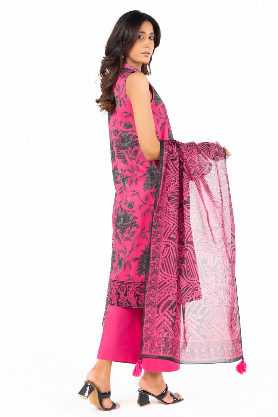 3 Piece  Printed Lawn Suit With Printed Lawn Dupatta