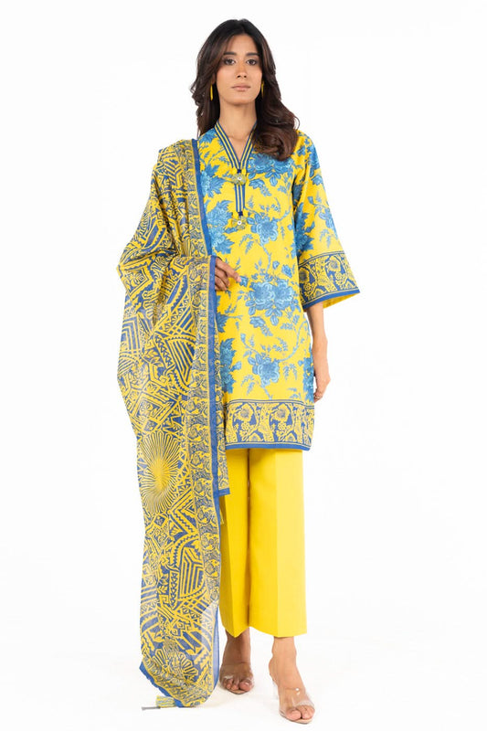 3 Piece  Printed Lawn Suit With Printed Lawn Dupatta