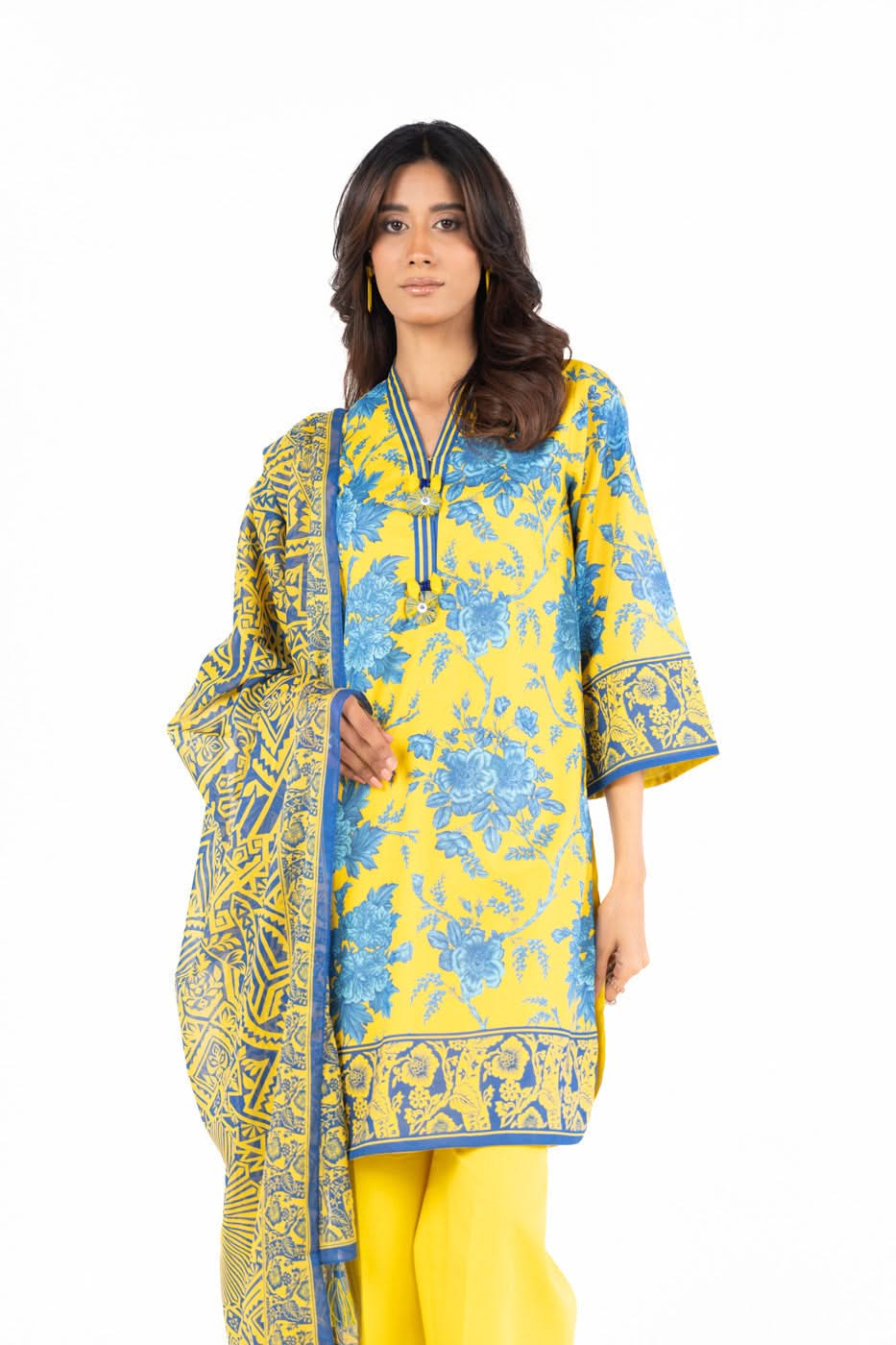 3 Piece  Printed Lawn Suit With Printed Lawn Dupatta