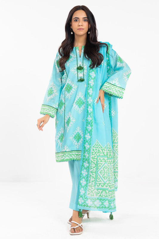 3 Piece Printed Lawn Suit With Printed Lawn Dupatta