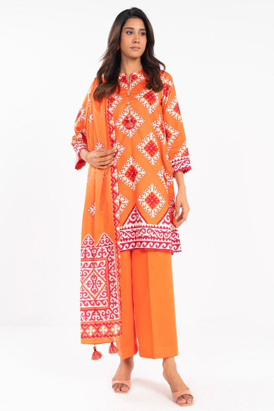 3 Piece  Printed Lawn Suit With Printed Lawn Dupatta