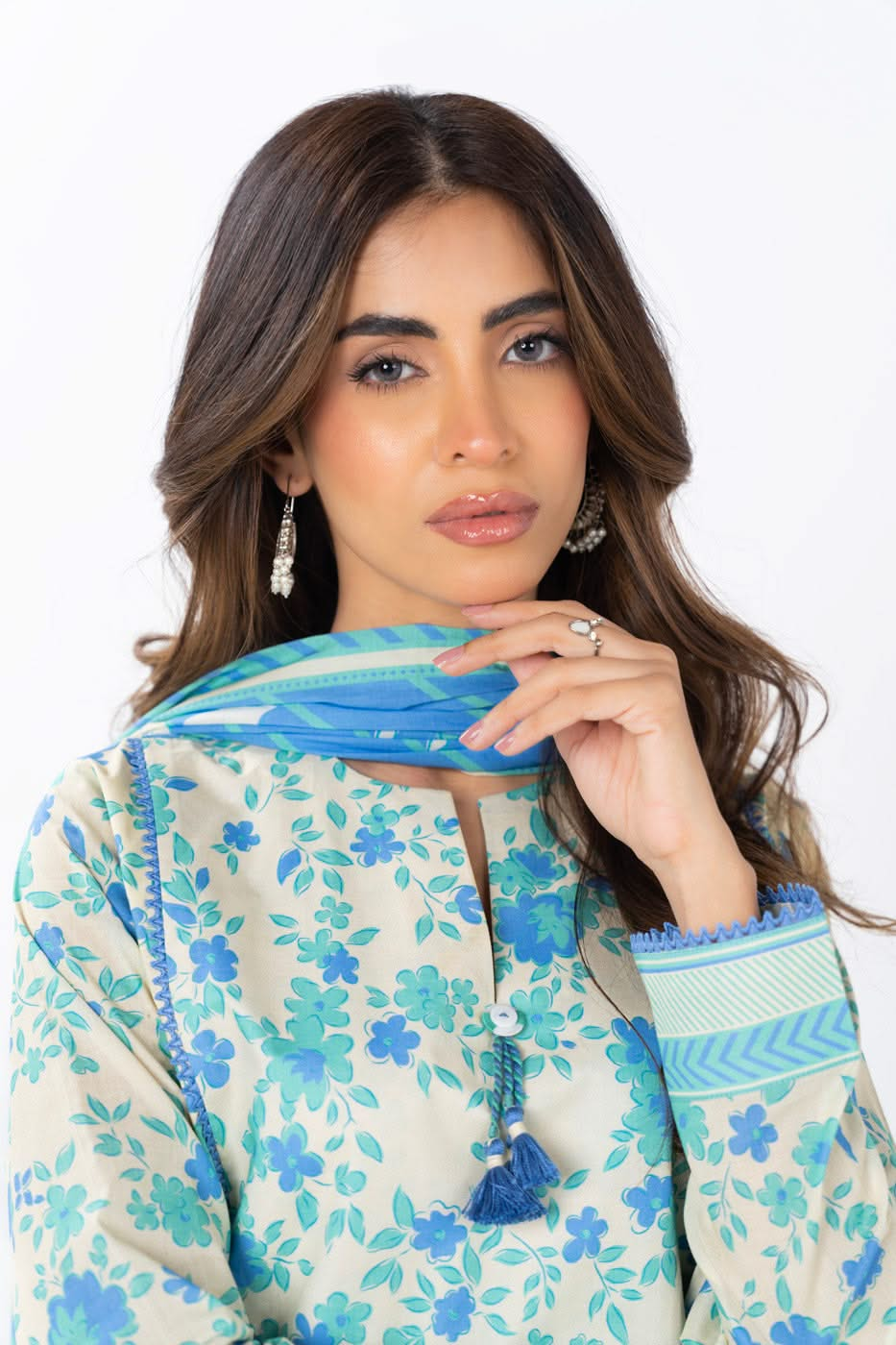 3 Piece  Printed Lawn Suit With Printed Silver Lawn Dupatta