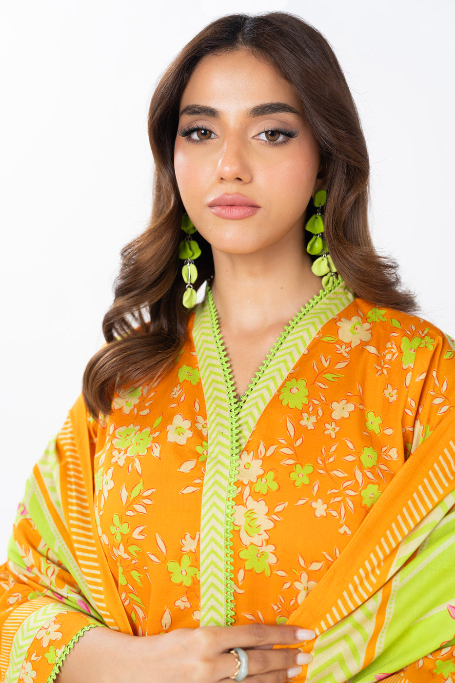 3 Piece Printed Lawn Suit With Printed Silver Lawn Dupatta