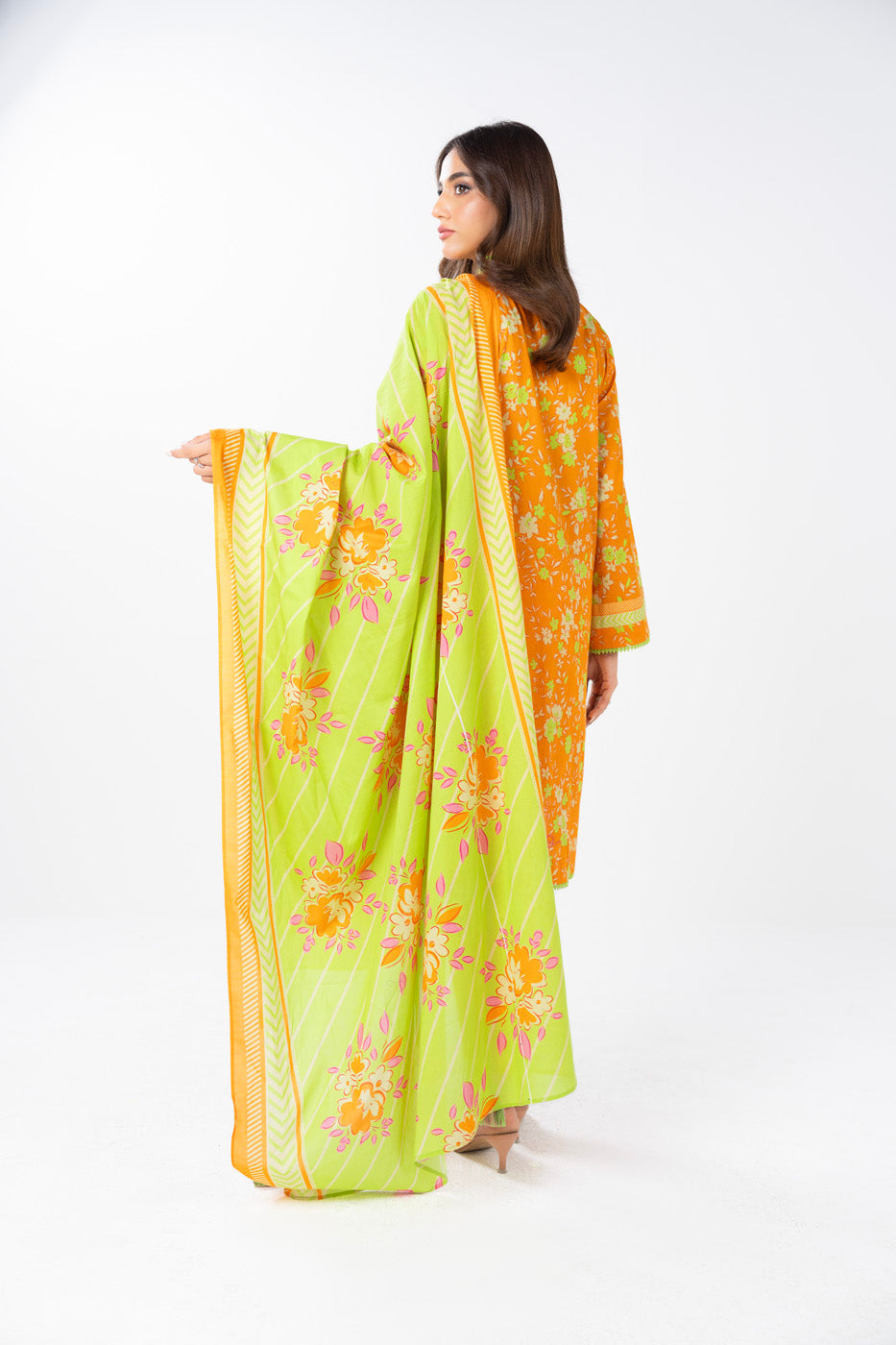 3 Piece Printed Lawn Suit With Printed Silver Lawn Dupatta