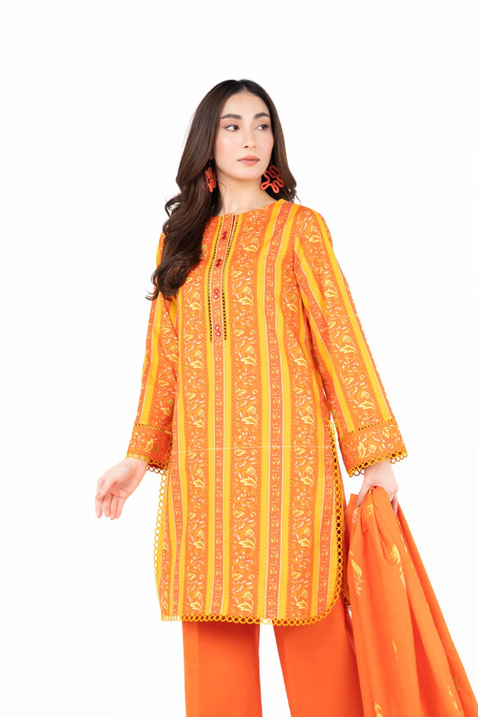 3 Piece  Printed Lawn Suit With Printed Silver Lawn Dupatta