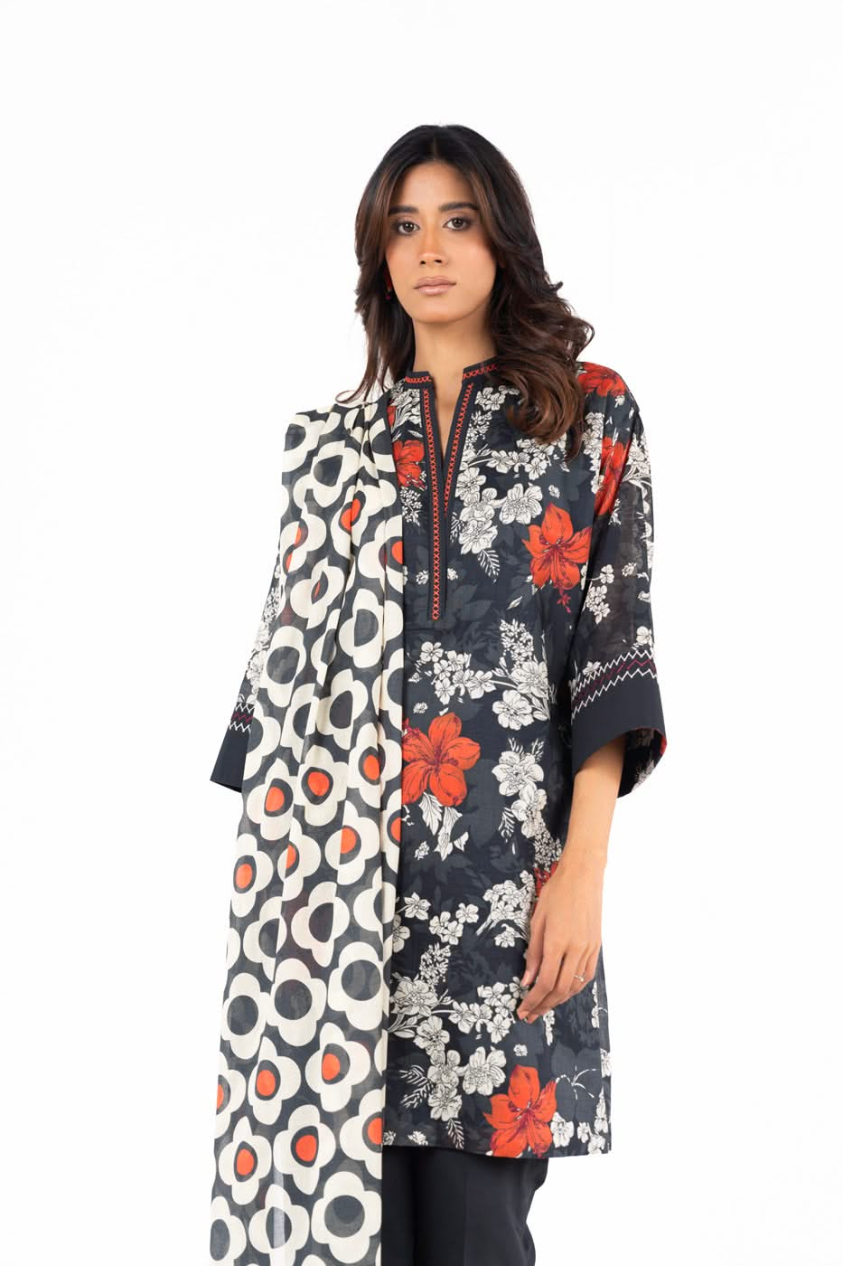 3 Piece  Printed Lawn Suit With Printed Lawn Dupatta