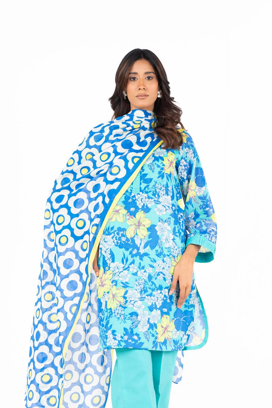 3 Piece  Printed Lawn Suit With Printed Lawn Dupatta