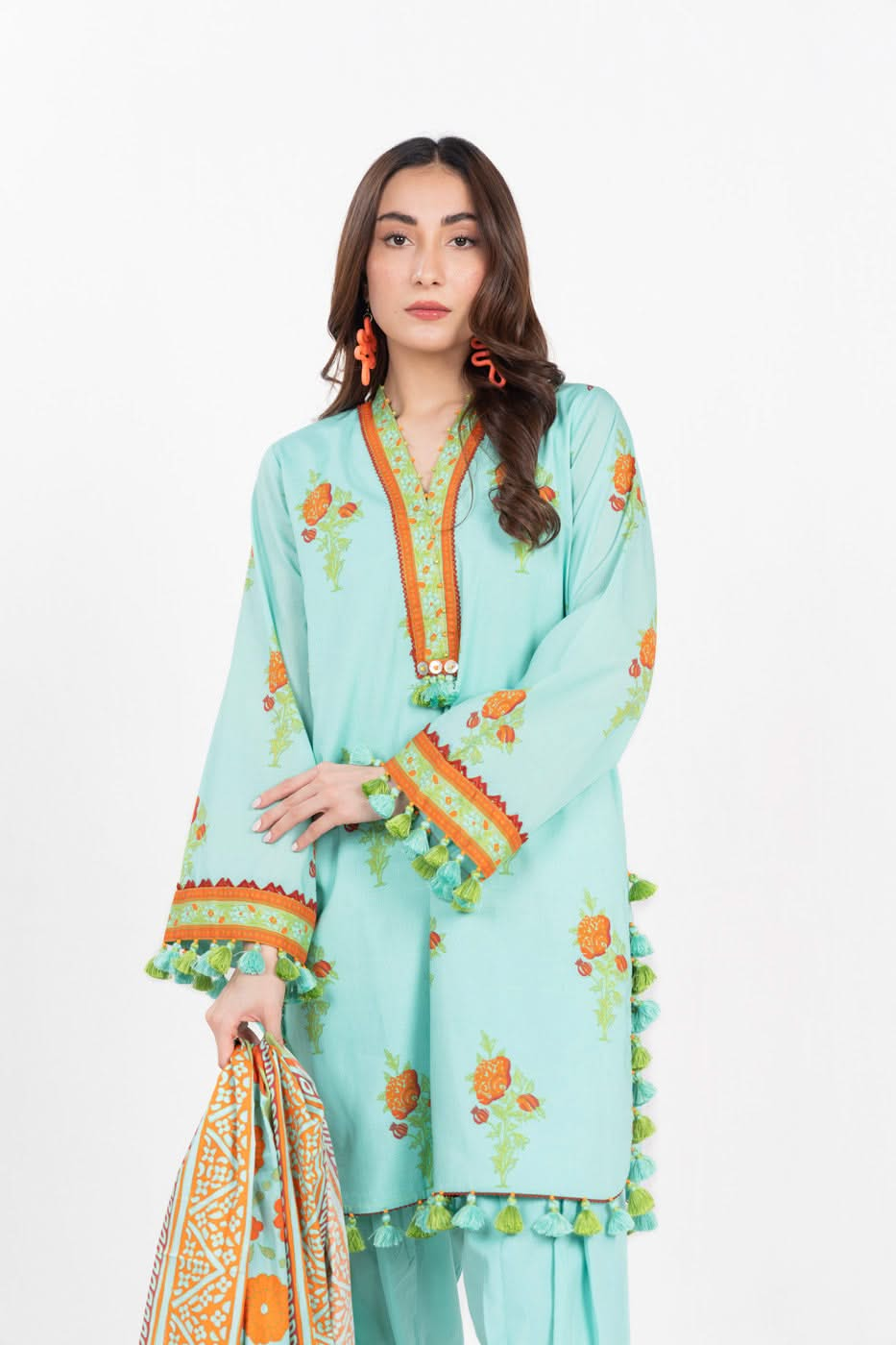 3 Piece  Printed Lawn Suit With Printed Silver Lawn Dupatta