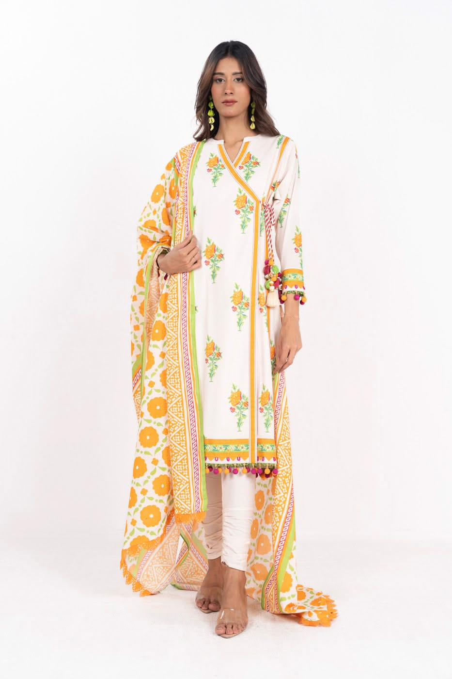 3 Piece  Printed Lawn Suit With Printed Silver Lawn Dupatta