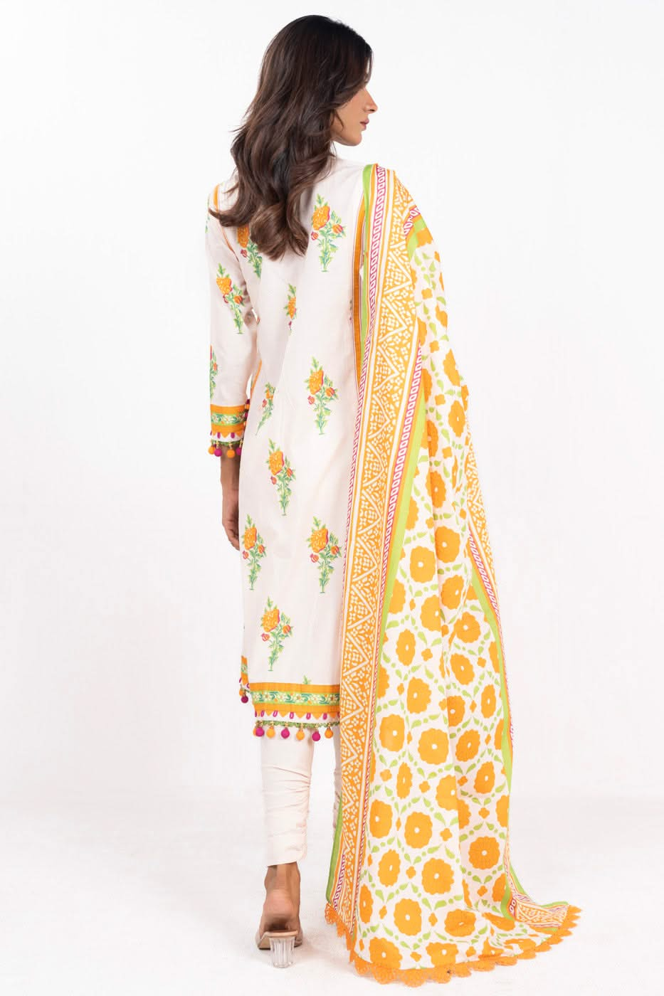 3 Piece  Printed Lawn Suit With Printed Silver Lawn Dupatta