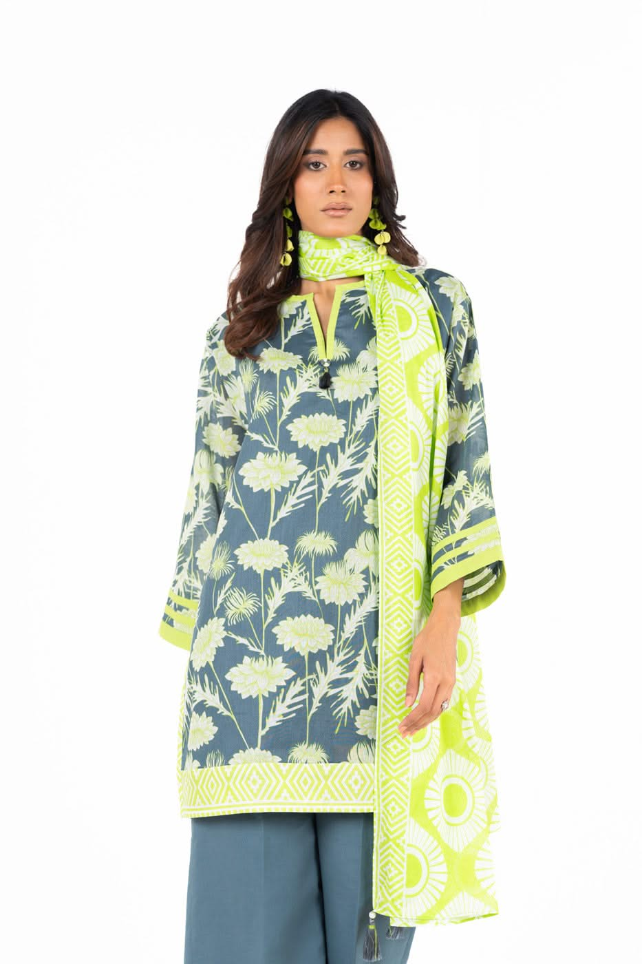 3 Piece  Printed Lawn Suit With Printed Lawn Dupatta