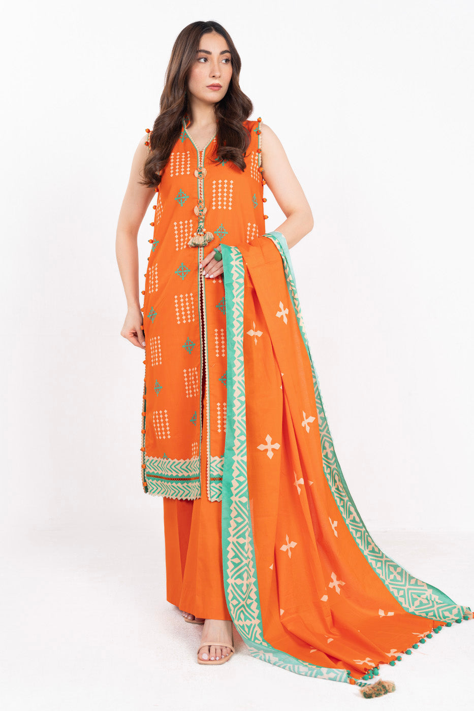 3 Piece Printed Lawn Suit With Printed Silver Lawn Dupatta