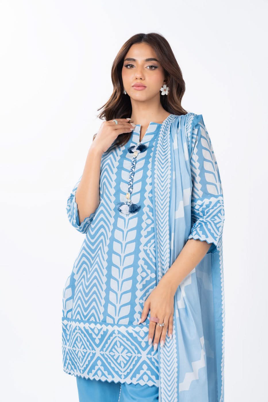 3 Piece  Printed Lawn Suit With Printed Silver Lawn Dupatta