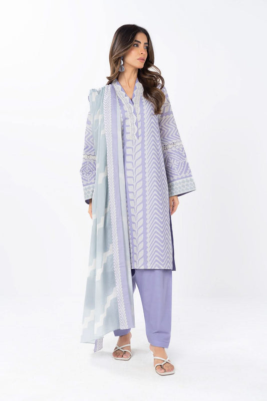 3 Piece Printed Lawn Suit With Printed Silver Lawn Dupatta