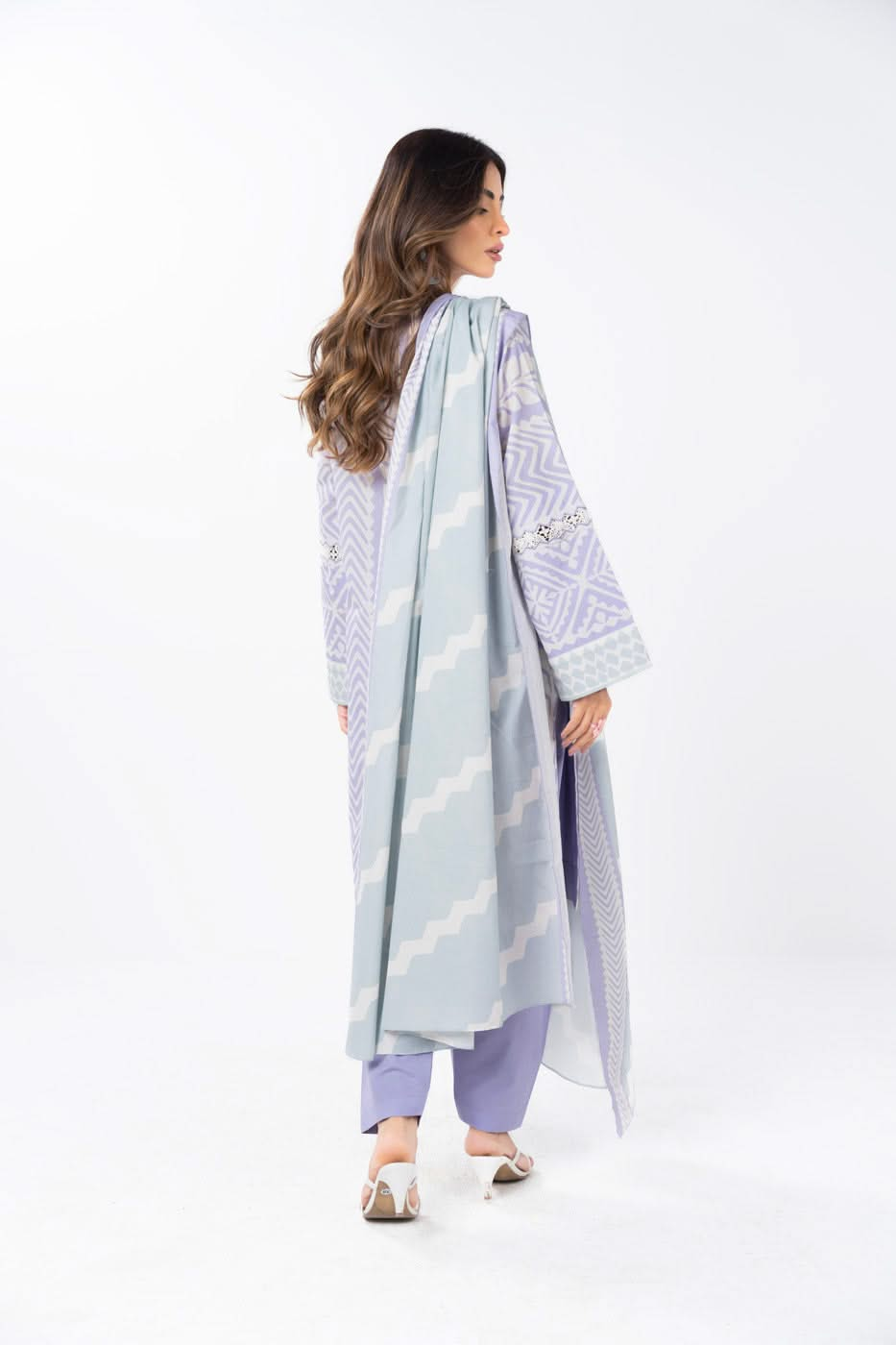 3 Piece Printed Lawn Suit With Printed Silver Lawn Dupatta