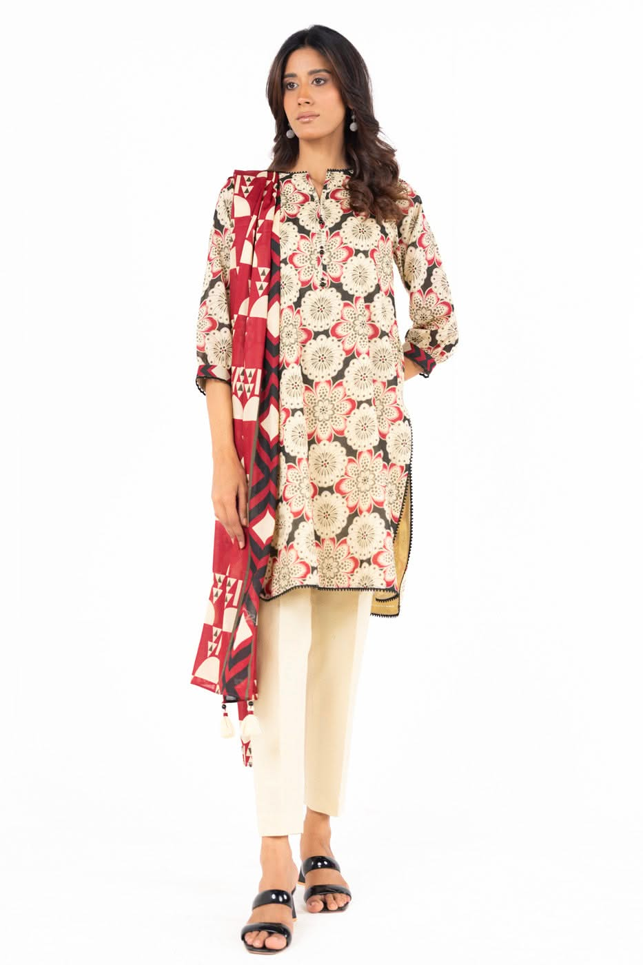 3 Piece  Printed Lawn Suit With Printed Lawn Dupatta