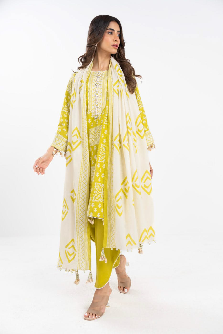 3 Piece  Printed Lawn Suit With Printed Silver Lawn Dupatta