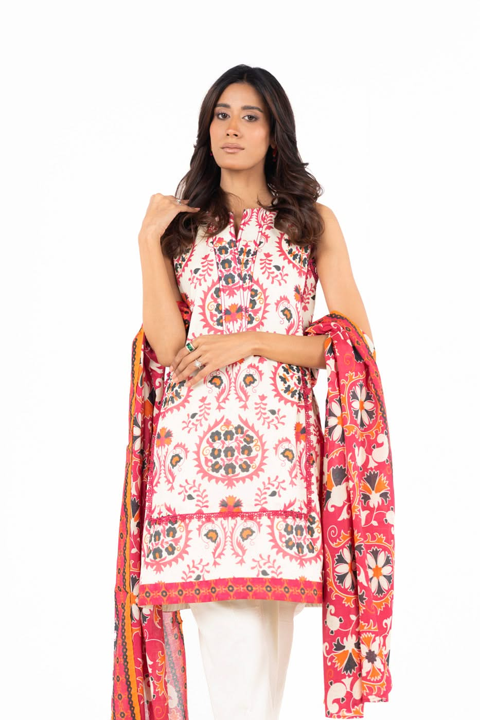 3 Piece  Printed Lawn Suit With Printed Lawn Dupatta