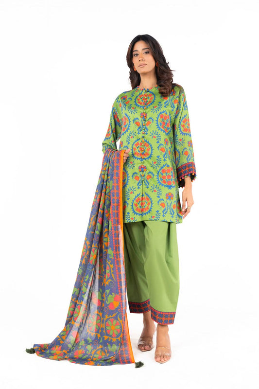 3 Piece  Printed Lawn Suit With Printed Lawn Dupatta