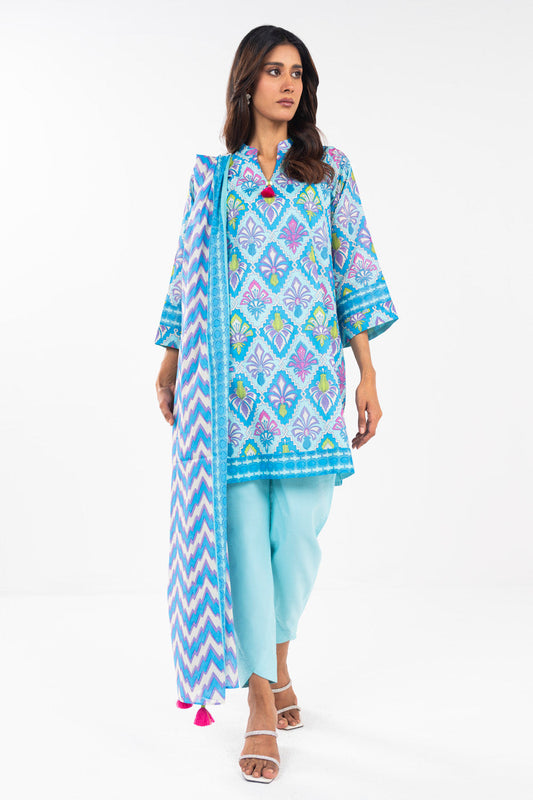 3 Piece  Printed Lawn Suit With Printed Lawn Dupatta