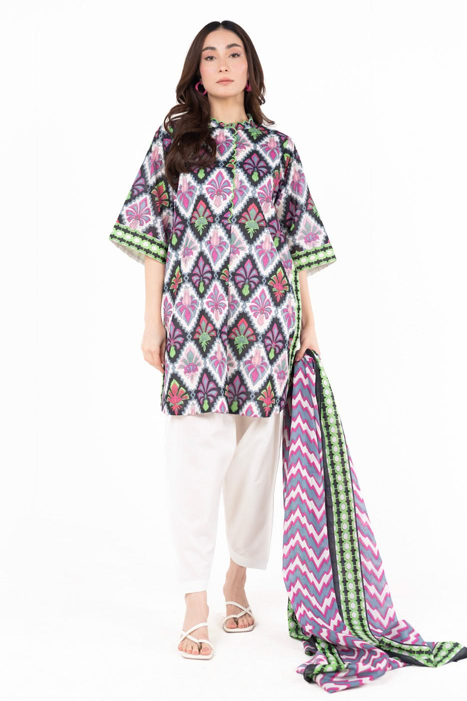 3 Piece  Printed Lawn Suit With Printed Lawn Dupatta