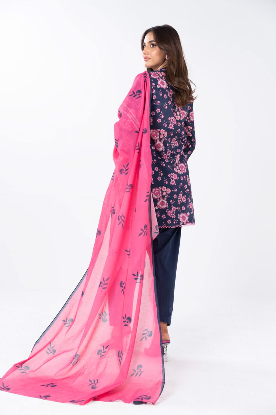 3 Piece  Printed Lawn Suit With Printed Silver Lawn Dupatta