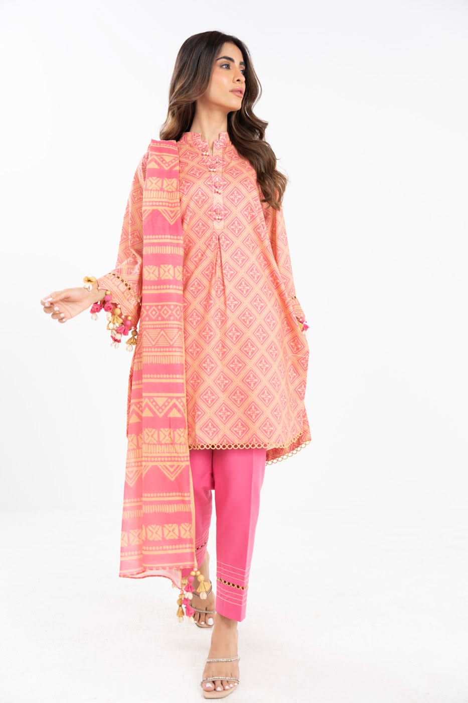 3 Piece  Printed Lawn Suit With Printed Silver Lawn Dupatta