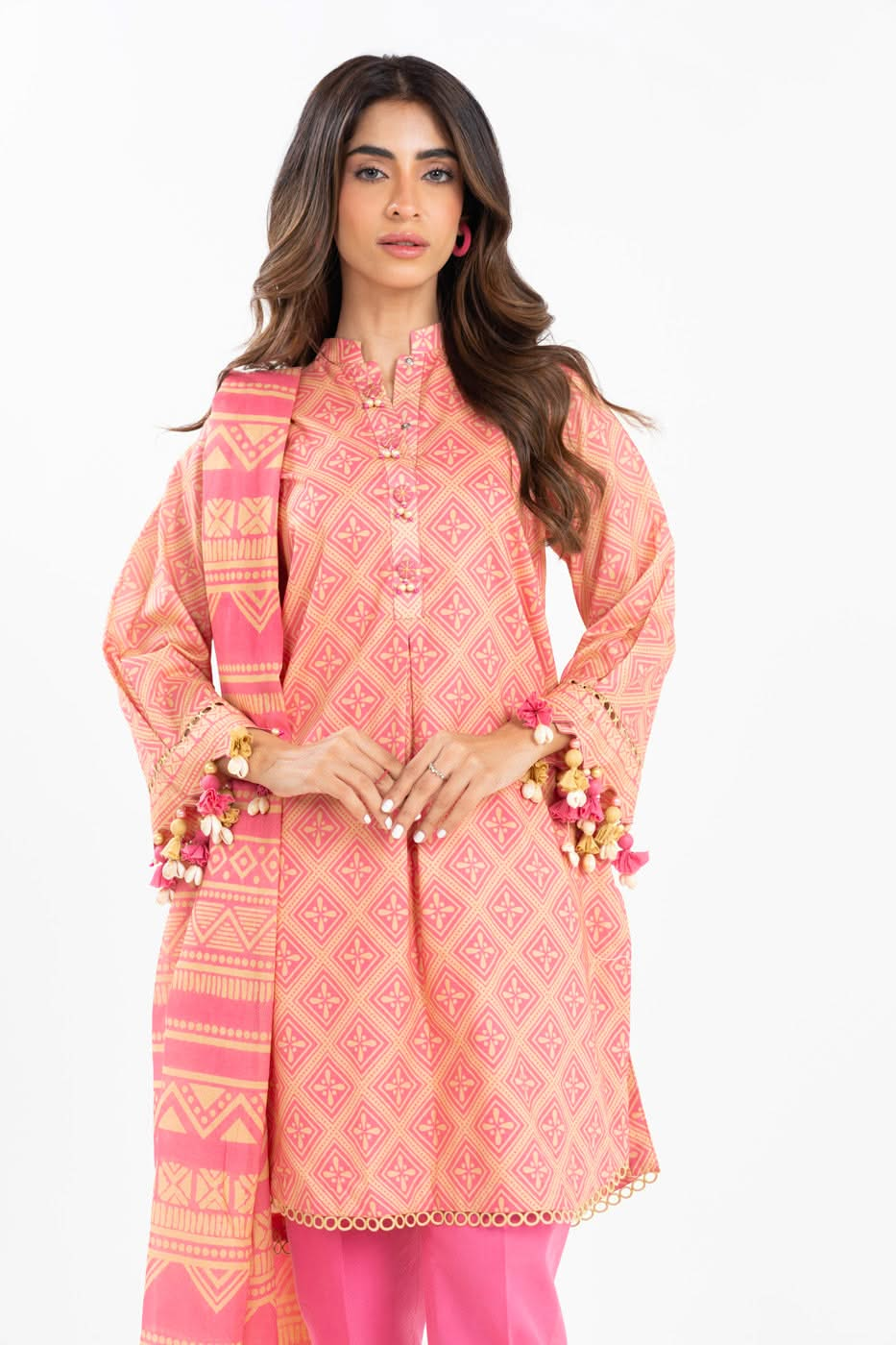 3 Piece  Printed Lawn Suit With Printed Silver Lawn Dupatta