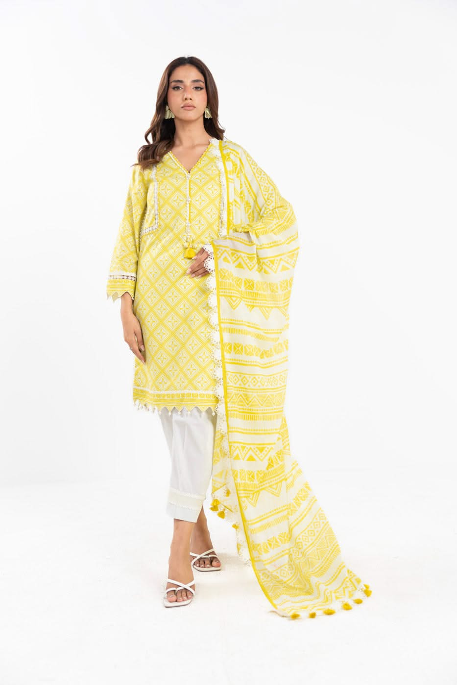 3 Piece  Printed Lawn Suit With Printed Silver Lawn Dupatta