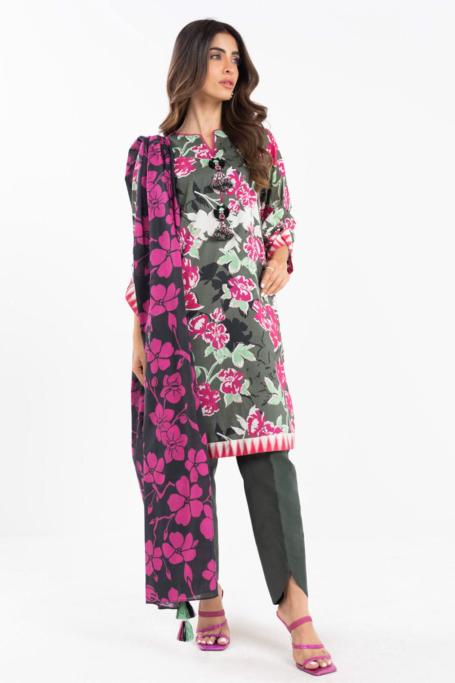 3 Piece  Printed Lawn Suit With Printed Lawn Dupatta