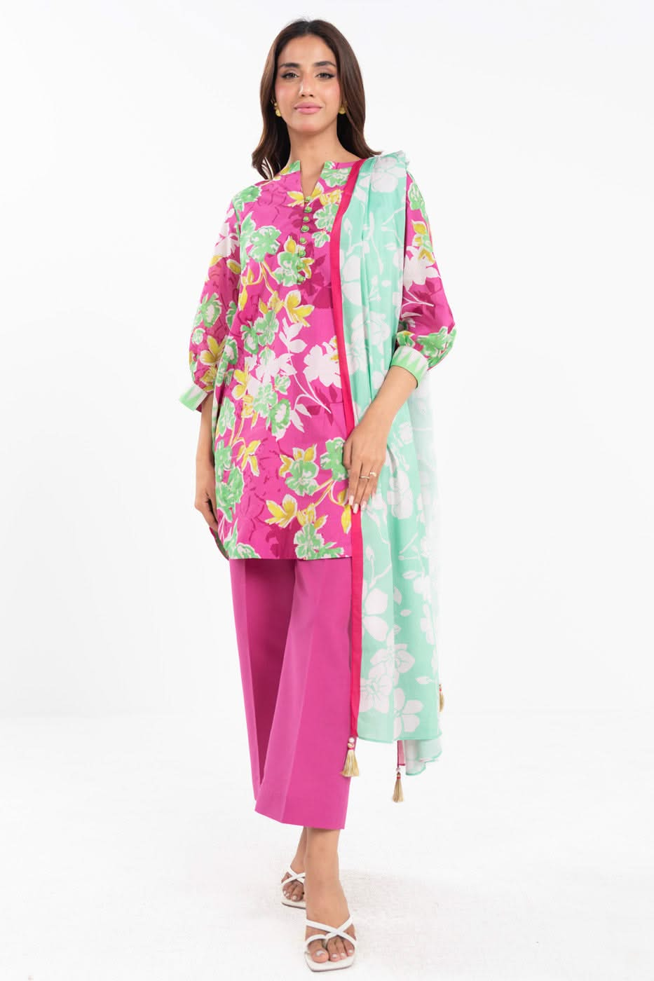 3 Piece  Printed Lawn Suit With Printed Lawn Dupatta