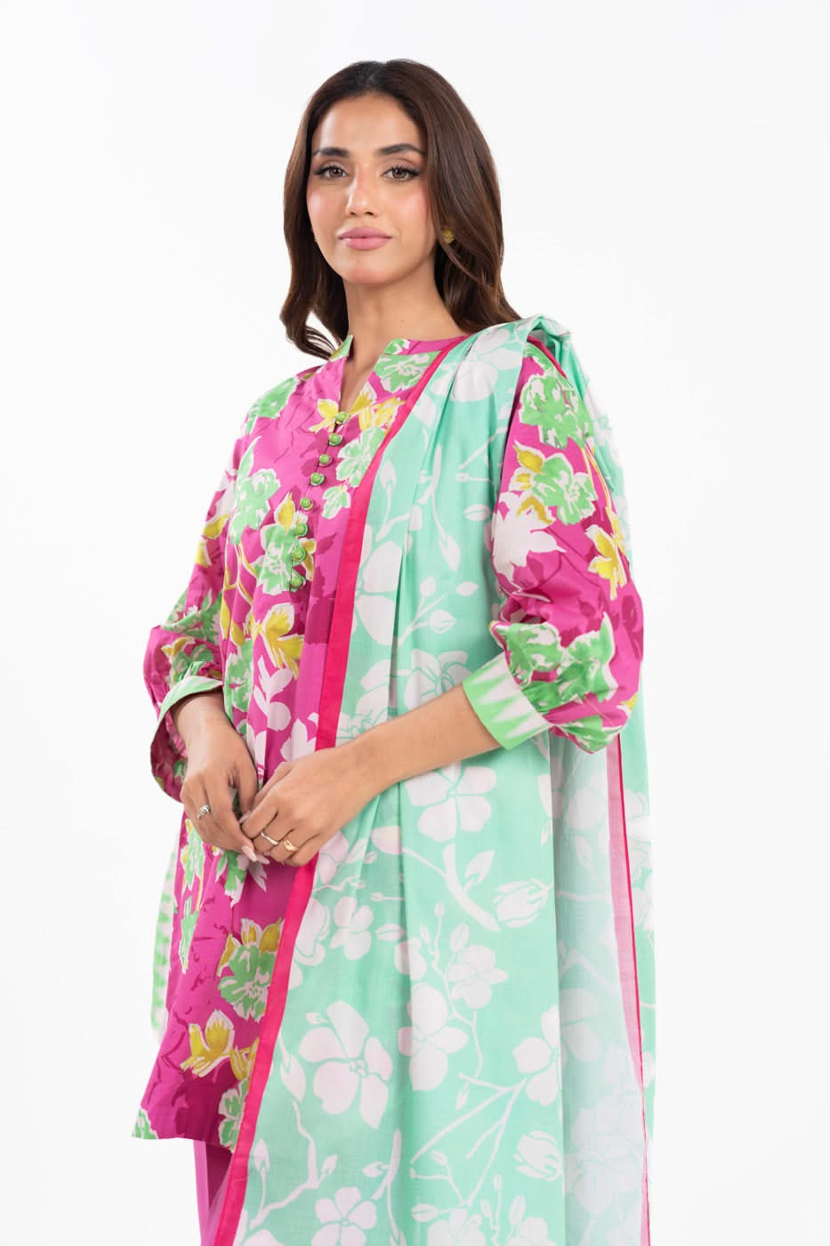 3 Piece  Printed Lawn Suit With Printed Lawn Dupatta