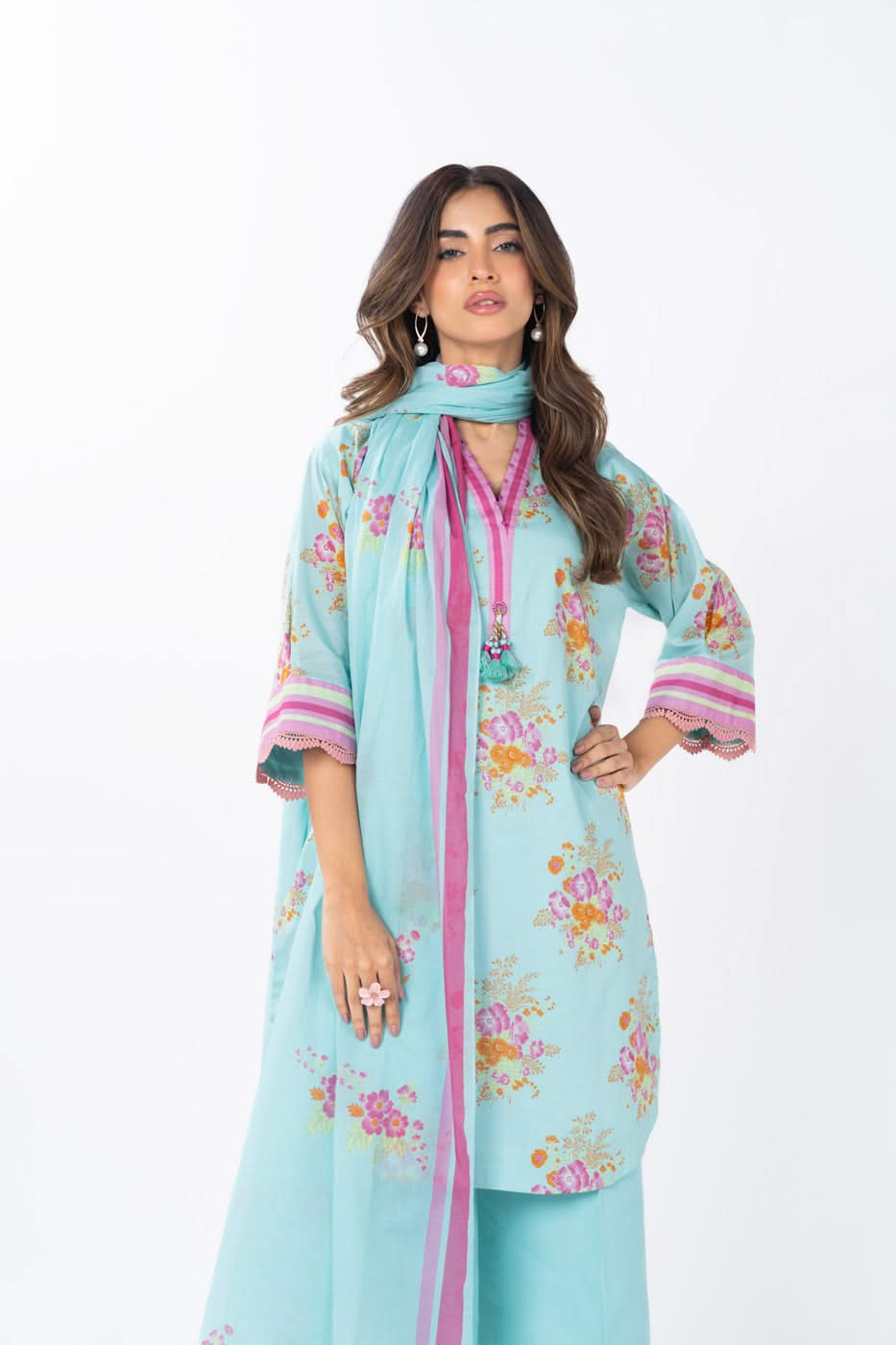 2 Piece Printed Lawn Suit With Printed Lawn Dupatta