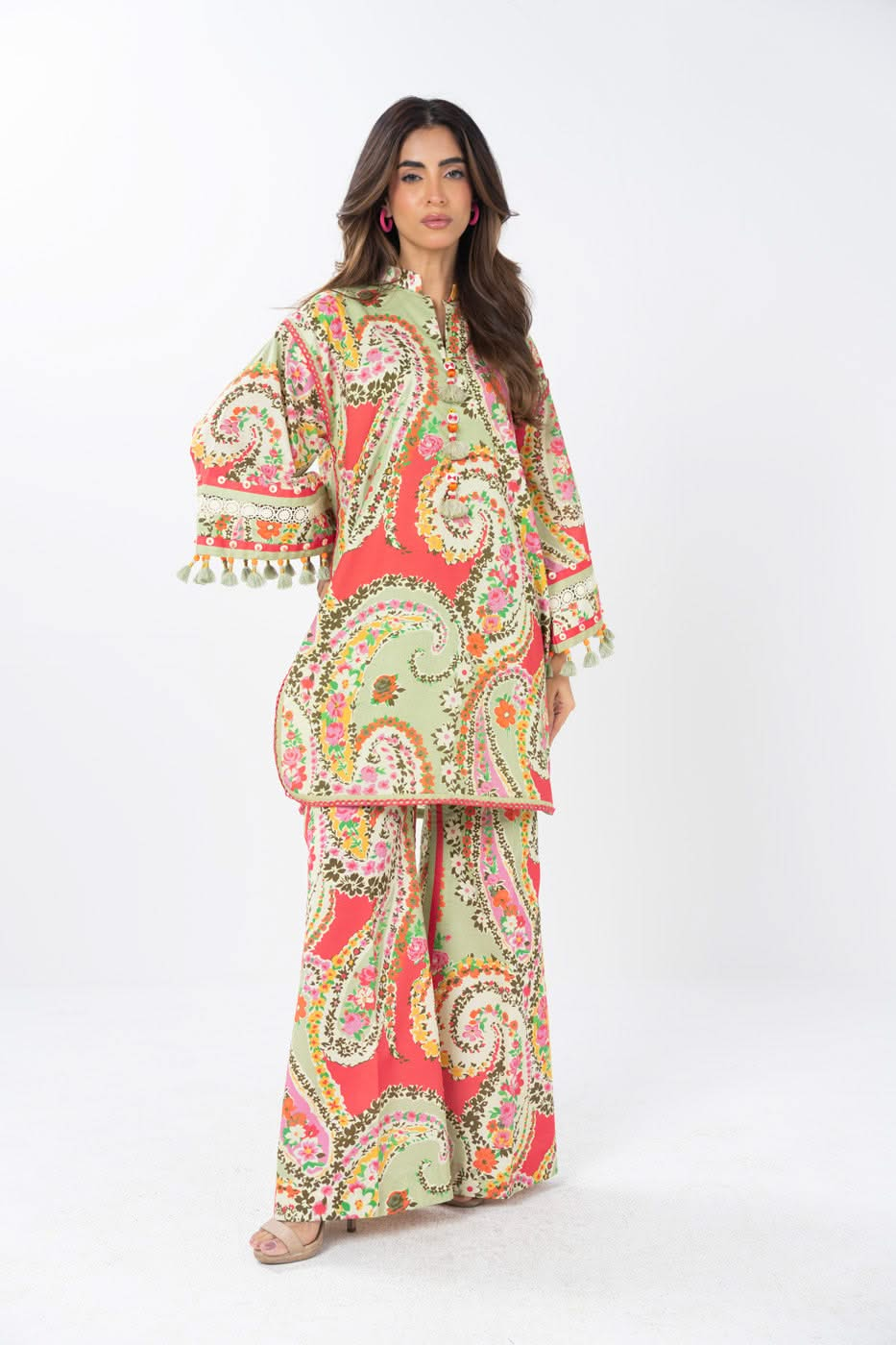 2 Piece  Printed Lawn Suit With Printed Cambric Trouser