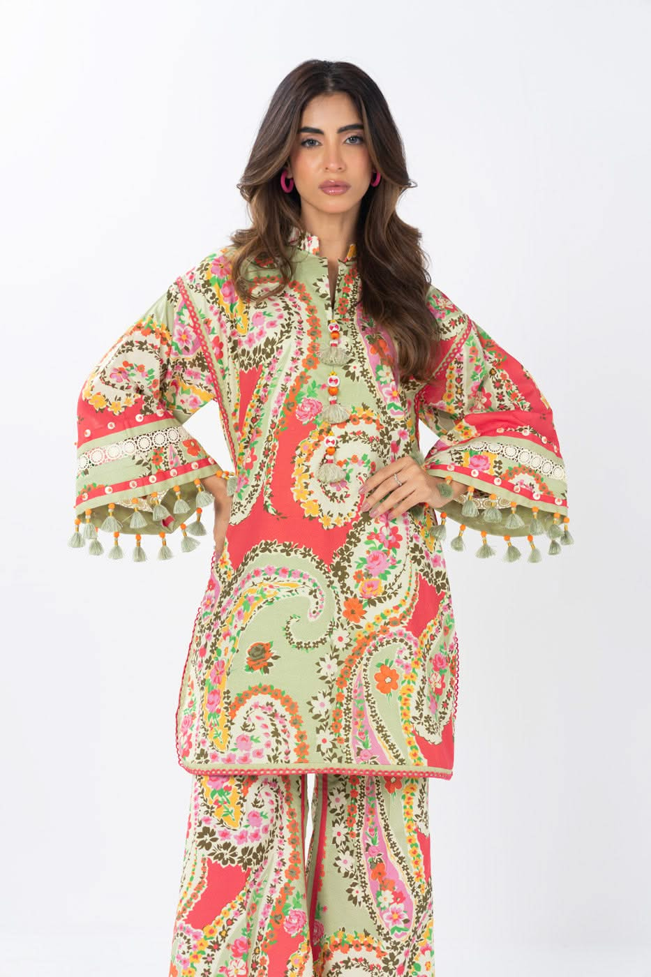 2 Piece  Printed Lawn Suit With Printed Cambric Trouser