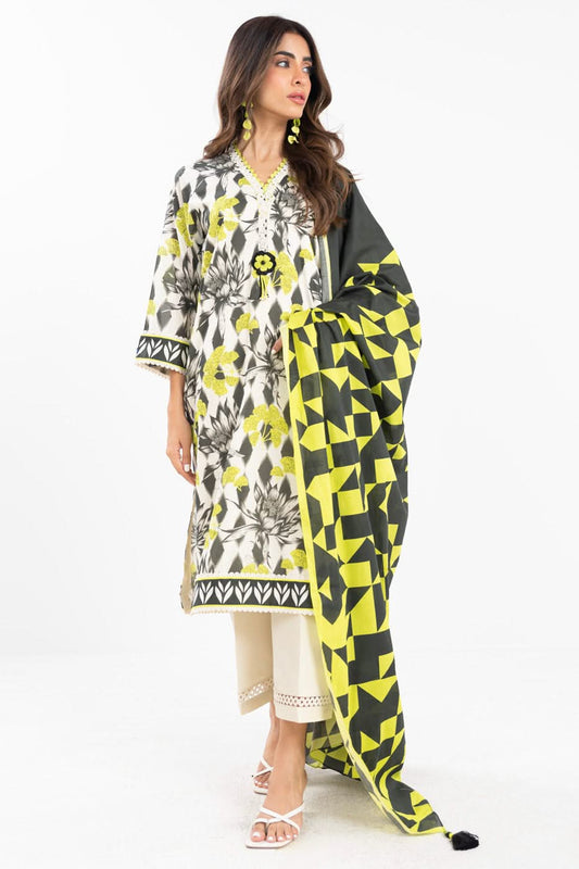 3 Piece  Printed Lawn Suit With Printed Lawn Dupatta