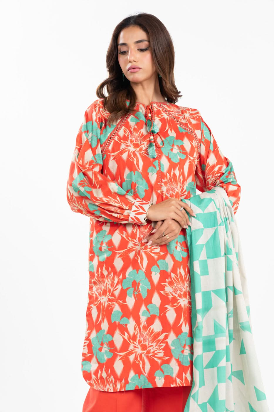 3 Piece Printed Lawn Suit With Printed Lawn Dupatta