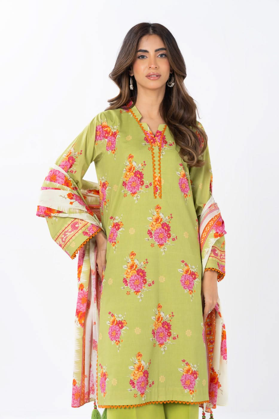 3 Piece  Printed Lawn  Suit With Printed Lawn Dupatta