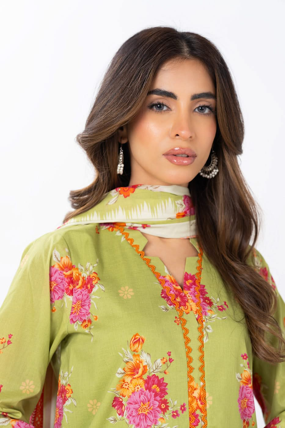 3 Piece  Printed Lawn  Suit With Printed Lawn Dupatta