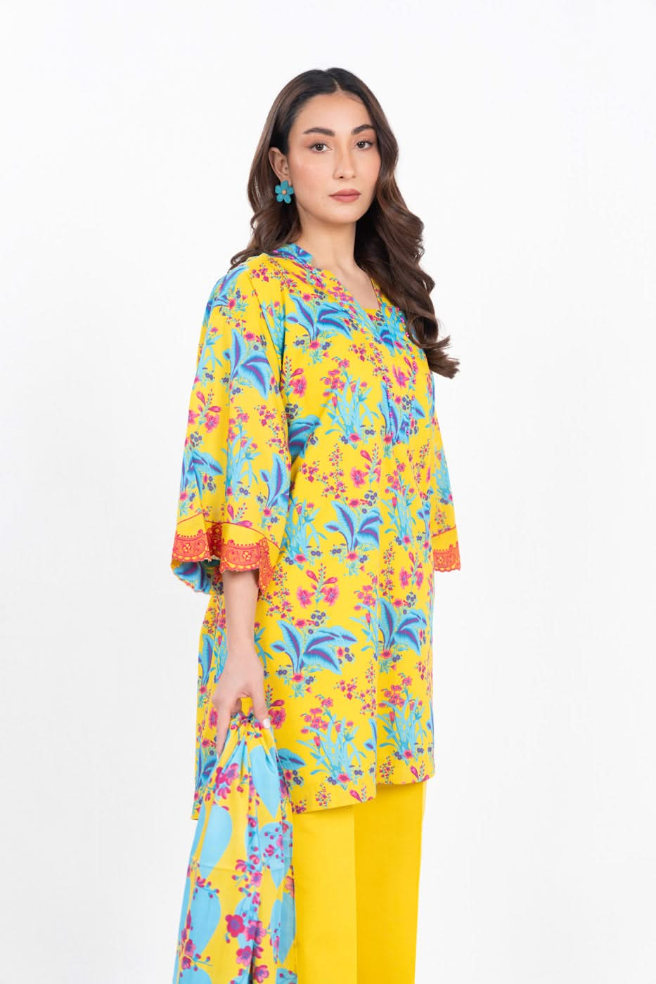 3 Piece  Printed Lawn Suit With Printed Lawn Dupatta