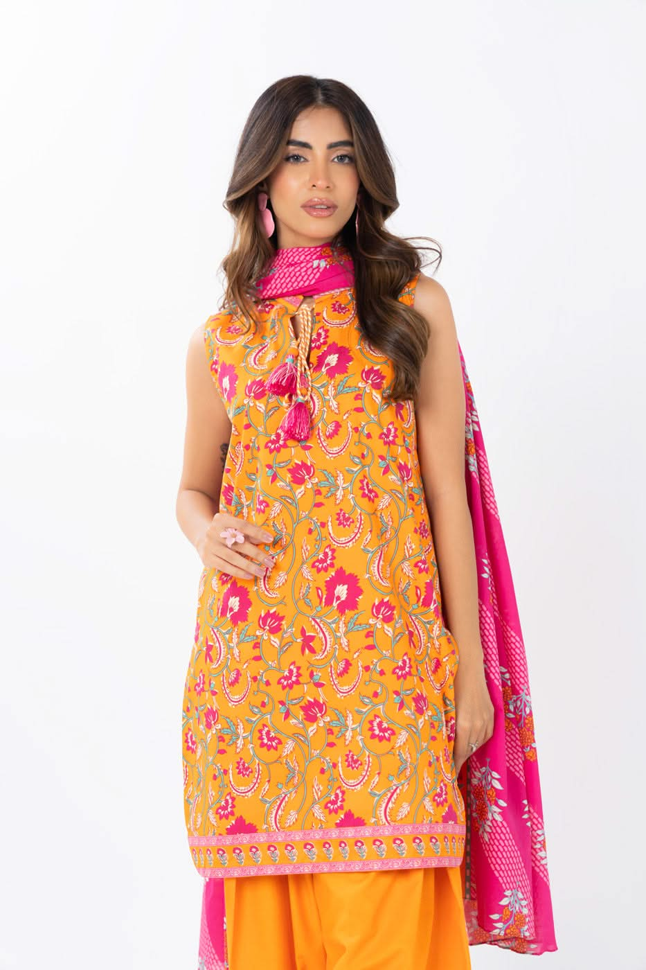 3 Piece Printed Lawn  Suit With Printed Lawn Dupatta