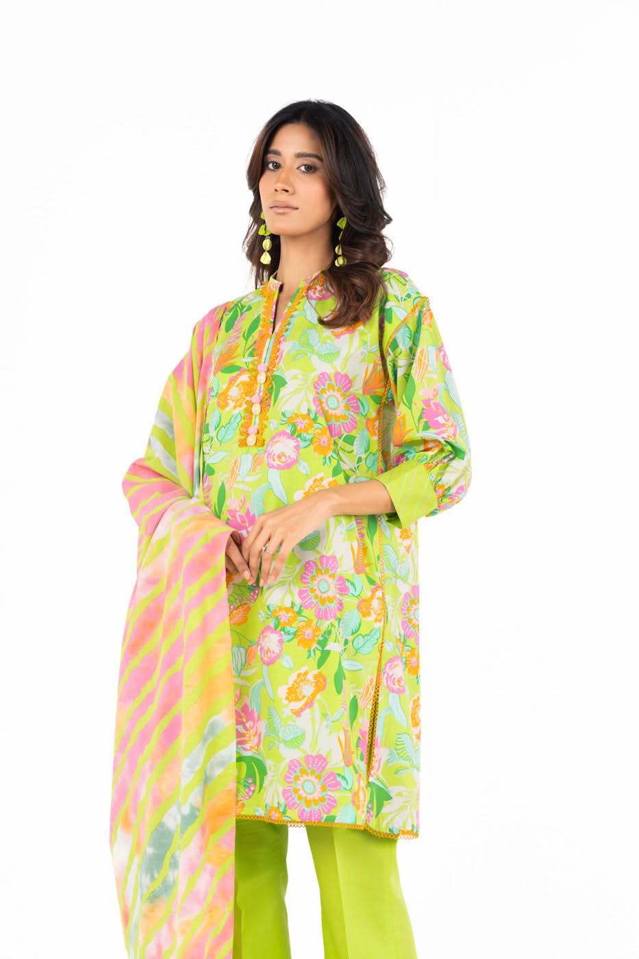 3 Piece  Printed Lawn Suit With Printed Lawn Dupatta