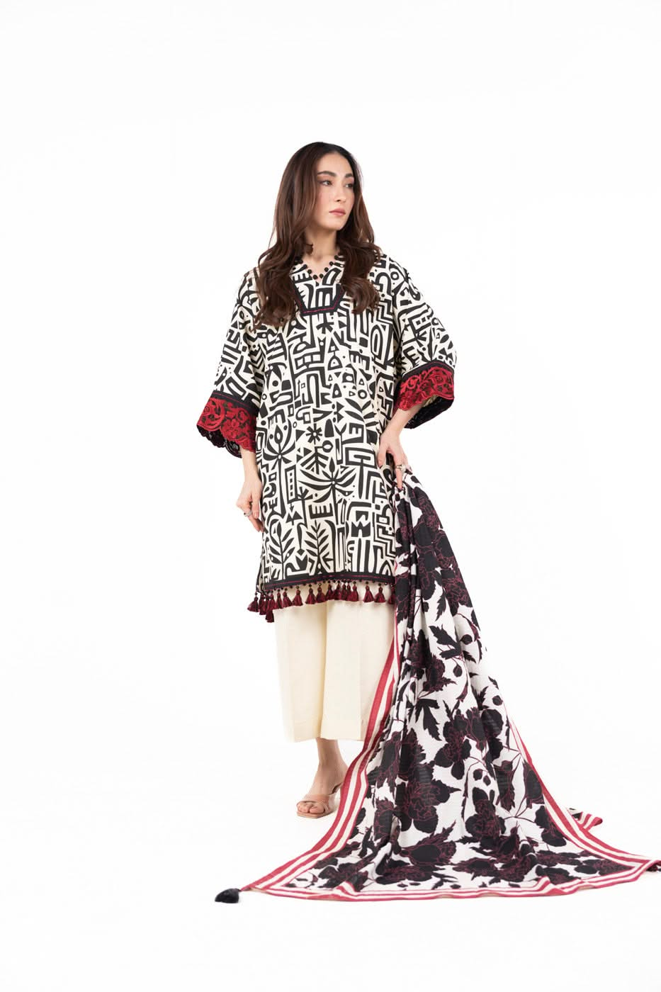 3 Piece  Printed Lawn Suit With Printed Dobby Dupatta