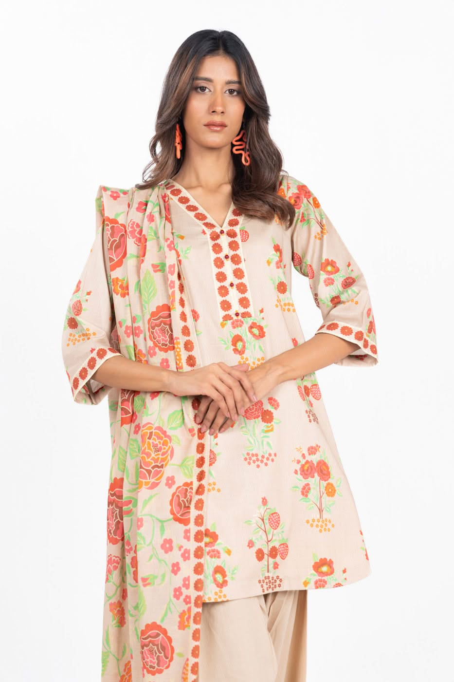 3 Piece Printed Lawn Suit With Printed Lawn Dupatta