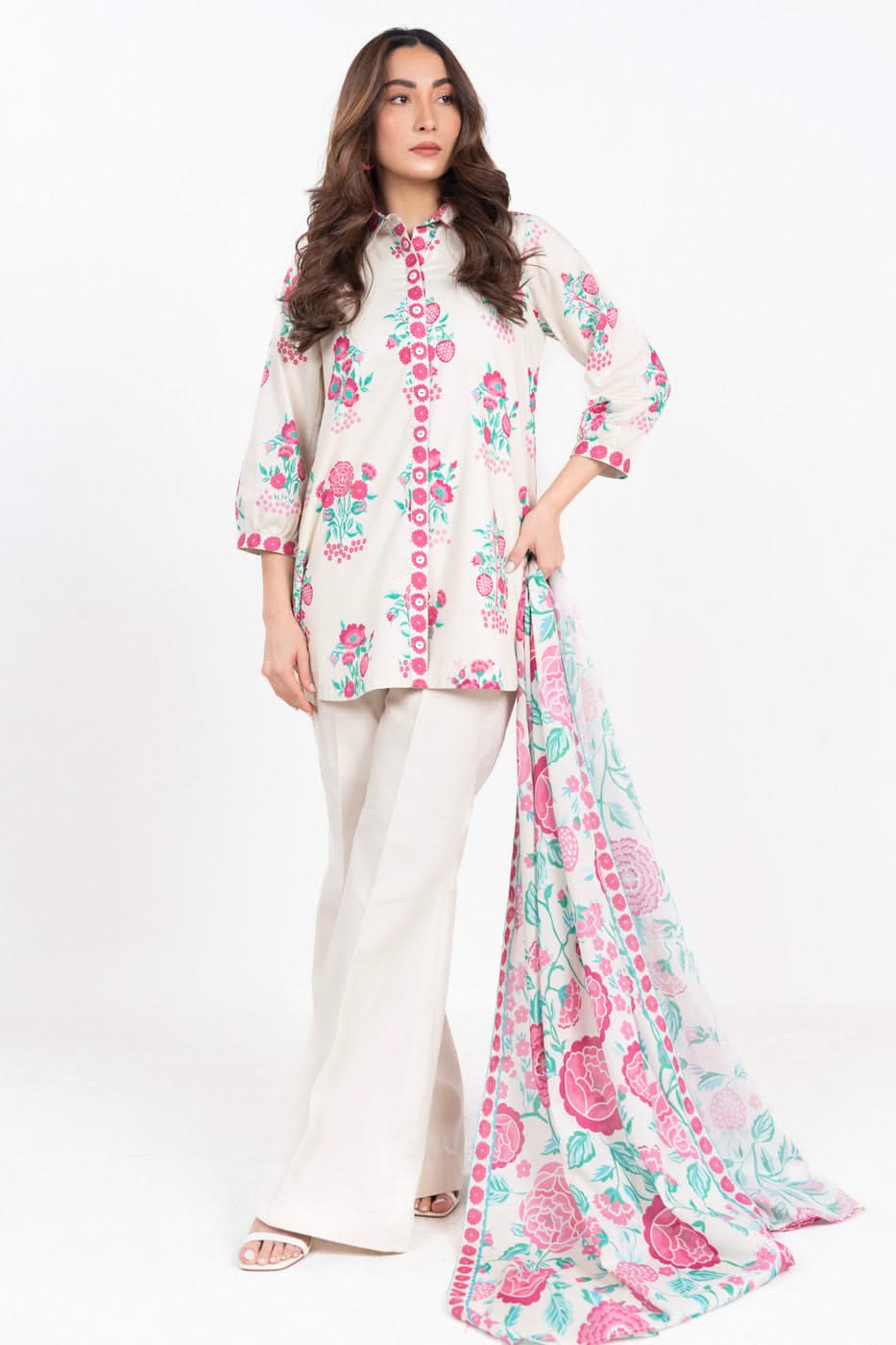 3 Piece Printed Lawn Suit With Printed Lawn Dupatta