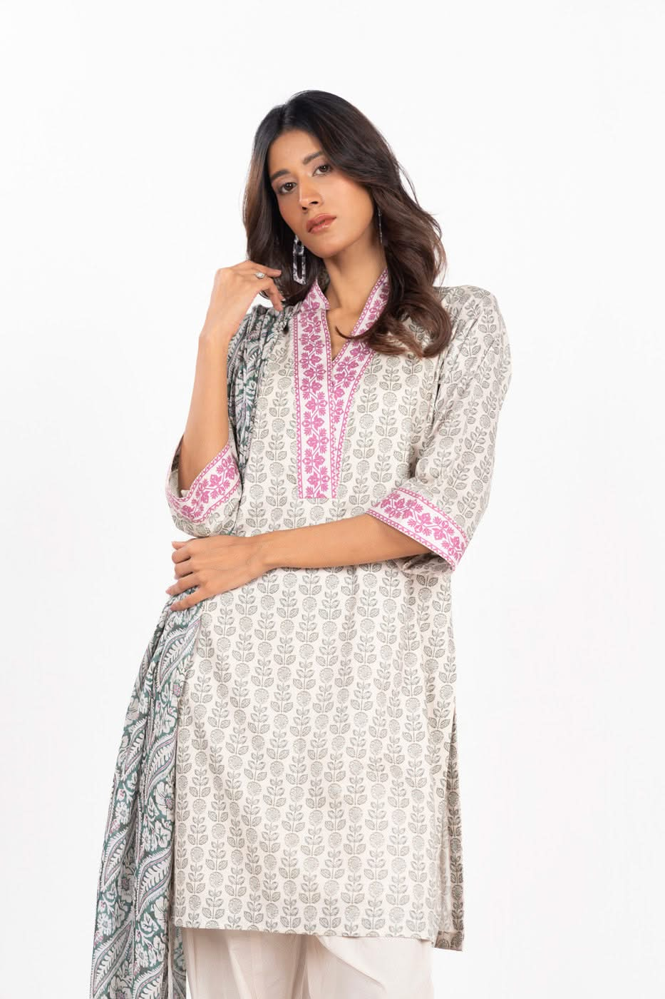 3 Piece Printed Lawn Suit With Printed Lawn Dupatta