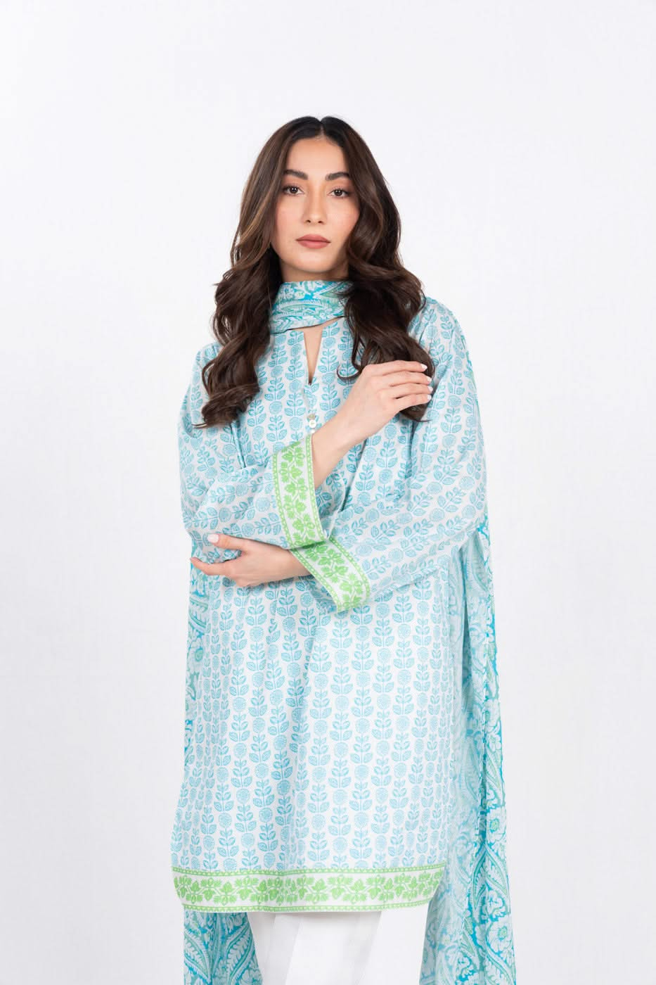 3 Piece Printed Lawn Suit With Printed Lawn Dupatta