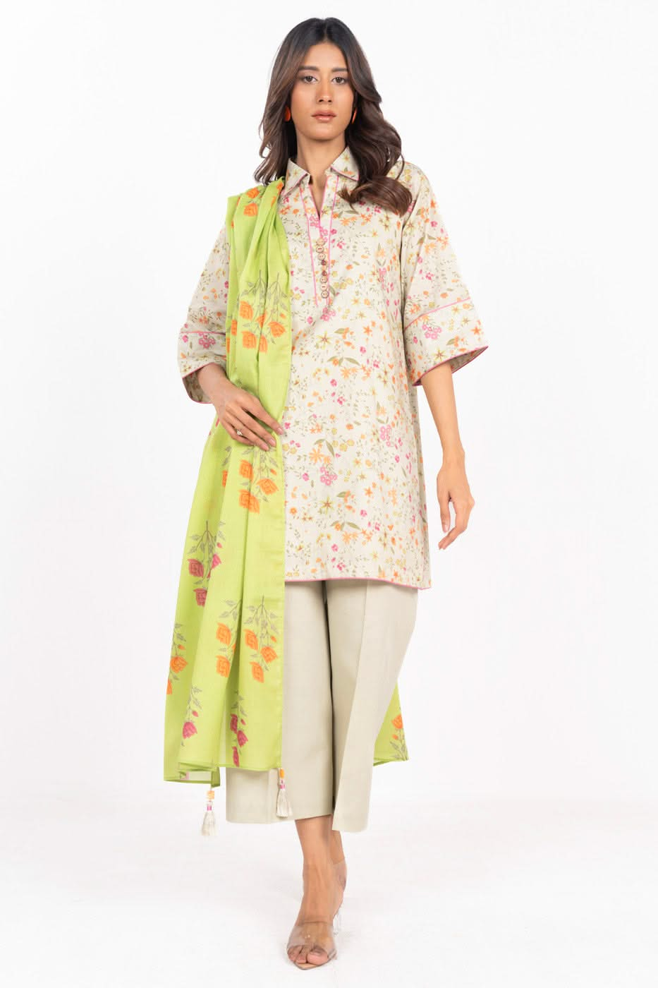 3 Piece Printed Lawn Suit With Printed Lawn Dupatta